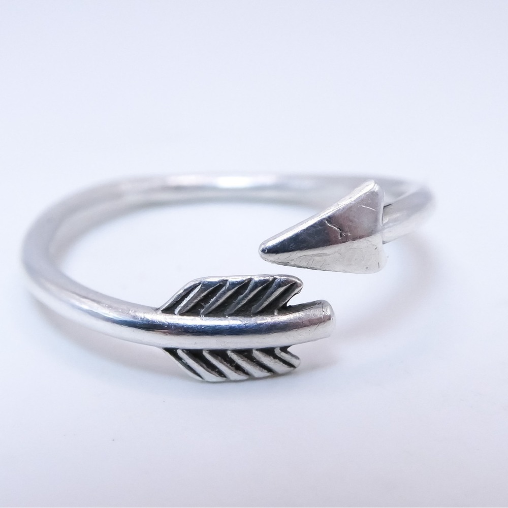 Alex And Curved Arrow Adjustable Sterling Silver Ring Sz 8.5